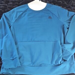 Reebok Blue Crewneck Sweater with Ribbed Cuffs